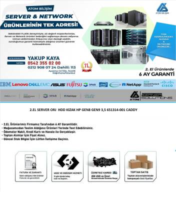 2.EL SERVER ORJ HDD KIZAK HP GEN8 GEN9 3.5 inç 651314-001 CADDY - 2