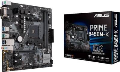 Asus Prime B450M-K Sata,M2 Ddr4 4400MHz Usb 3.1 Dvi Vga Ses G.Lan AM4 Anakart - 1