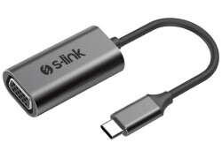 ÇEVİRİCİ S-LİNK SWAPP SW-U514 GRİ METAL TYPE-C TO VGA ADAPTÖR - 1