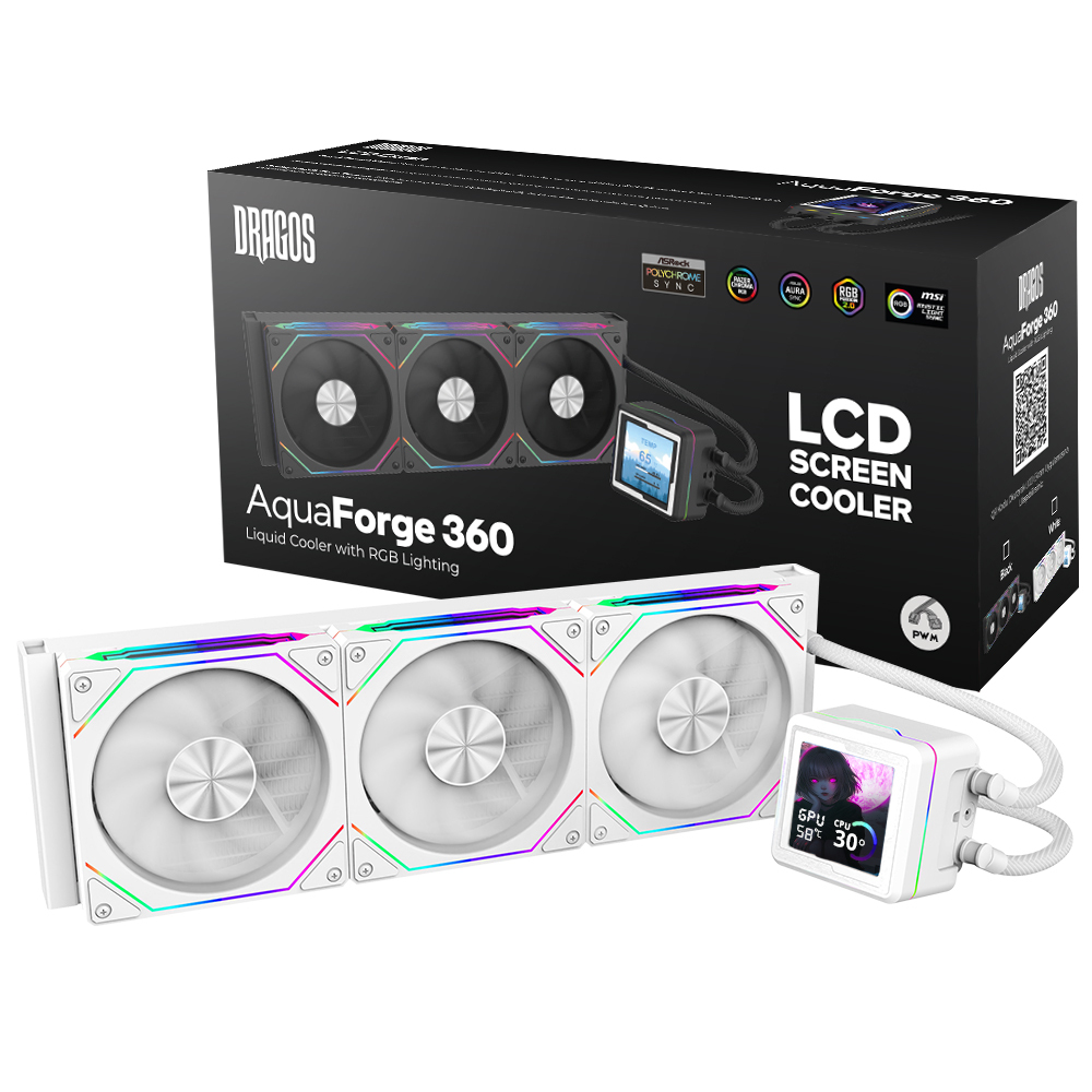 Dragos AquaForge 360 White 360mm LED Ekranlı ARGB Sıvı Soğutucu