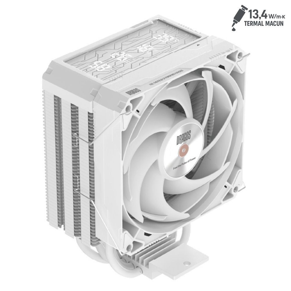 Dragos DIGITAL Isı Göstergeli 4 Isı Borulu 220W CPU Soğutucu Beyaz