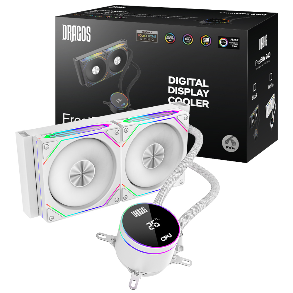 Dragos FrostBite 240 White 240mm Isı Göstergeli ARGB Sıvı Soğutucu