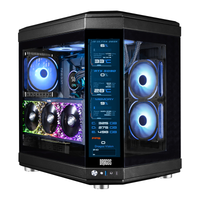 Dragos North Evo Vision LCD Ekran 7x ARGB Fan Type C ATX Mid Tower Panoramik Temperli Cam Gaming Kasa Siyah - 1