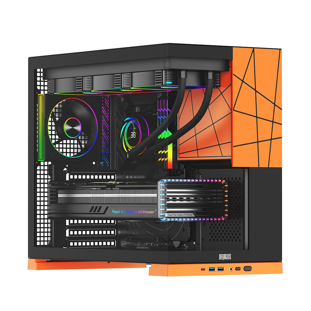 Dragos Prizma 1000W 80+ Bronze PCIe 5.1 Turuncu ATX Kasa