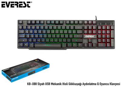 Everest KB-X88 USB Kablolu Siyah Gaming Standart Q Klavye - 2