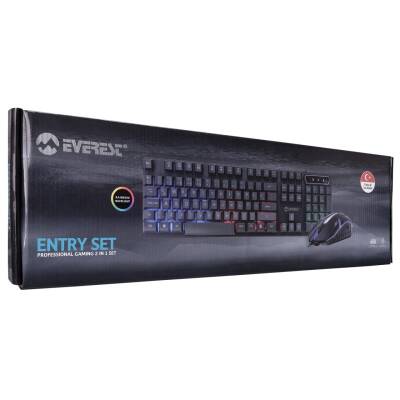 Everest KM-191 Entry USB Kablolu Siyah Gaming Standart Q Rainbow Aydınlatmalı Klavye ve Mouse Set - 4