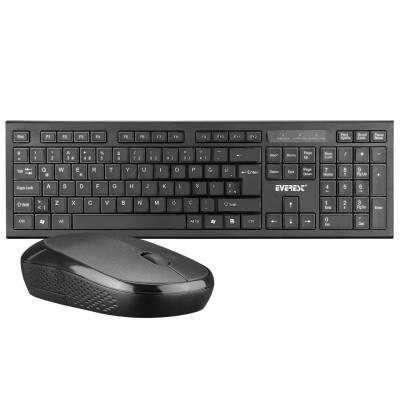 Everest KM-6121 USB Kablosuz Siyah Slim Standart Q Klavye ve Mouse Set - 1