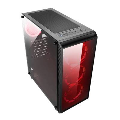 Galactica 192-6 4x Red Fan USB 2.0 250W 300W mATX Gaming Bilgisayar Kasası - 2