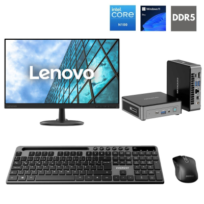 Geekom Air12 Intel N100 12.Nesil 16GB DDR5 512GB NVMe 23.8 inç FHD Lenovo VESA Monitör Win11 PRO Kurumsal Mini PC - 1