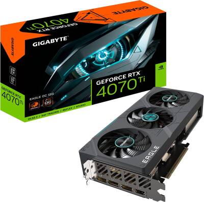 Gigabyte RTX4070Ti Eagle OC GV-N407TEAGLE OC-12GD Nvidia GDDR6x 192Bit Hdmi.Display Üç Fan 12GB Ekran Kartı - 1