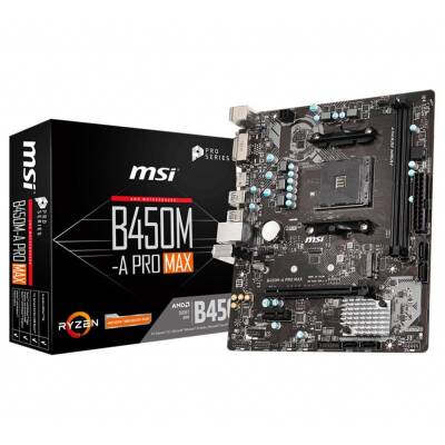 MSI B450M-A Pro Max Sata,M2 Ddr4 3466(OC) Usb 3.2 Dvi Hdmi Ses G.Lan AM4 mATX Anakart - 1