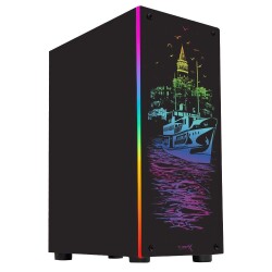 Turbox Galata 1x Fan Siyah USB 3.0 250W 300W ATX Ön Panel RGB Led Ofis Kasası - 1