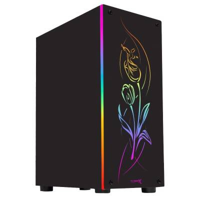 Turbox Lale 1x Fan Siyah USB 3.0 250W 300W ATX Ön Panel RGB Led Ofis Kasası - 1