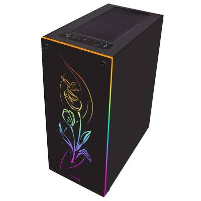 Turbox Lale 1x Fan Siyah USB 3.0 250W 300W ATX Ön Panel RGB Led Ofis Kasası - 3