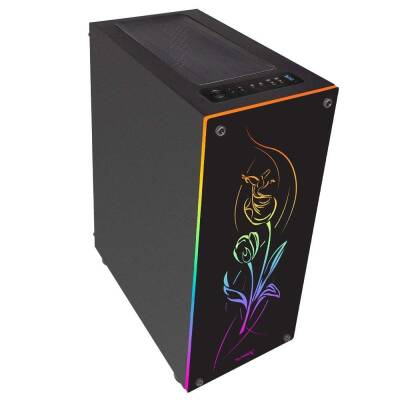 Turbox Lale 1x Fan Siyah USB 3.0 250W 300W ATX Ön Panel RGB Led Ofis Kasası - 4