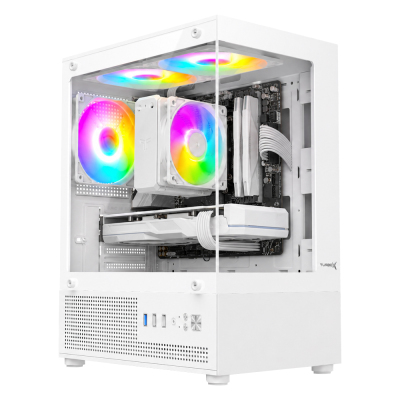 Turbox Trace Akvaryum Cam Beyaz 3x ARGB Fanlı 300W ATX Kasa