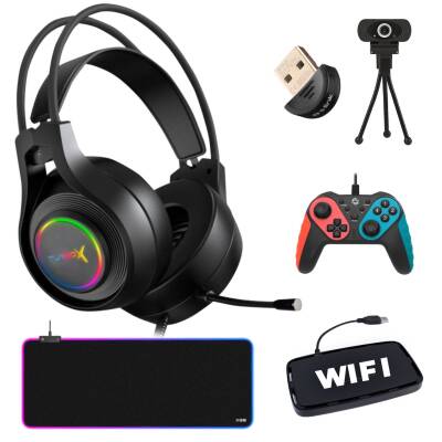 Turbox TRX-100 Bundle Kablolu Kulaklık Oyun Kolu Webcam Wifi Bluetooth RGB Mouse Pad Oyuncu Seti - 1