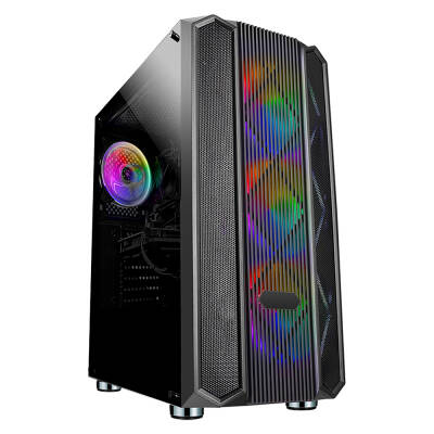 Xınzhao 4x Rainbow Fan USB 3.0 400W 500W ATX Mesh Panel Gaming Bilgisayar Kasası - 1