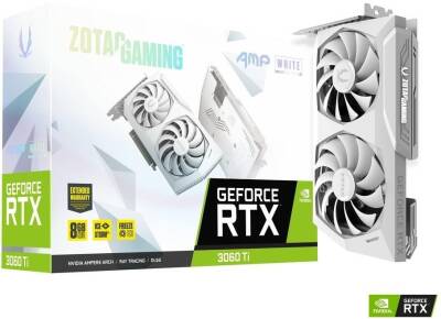 Zotac RTX3060TI AMP WHITE ZT-A30610F-10PLHR Nvidia GDDR6 256Bit Hdmi.Display Çift Fan 8GB Gaming Ekran Kartı - 1